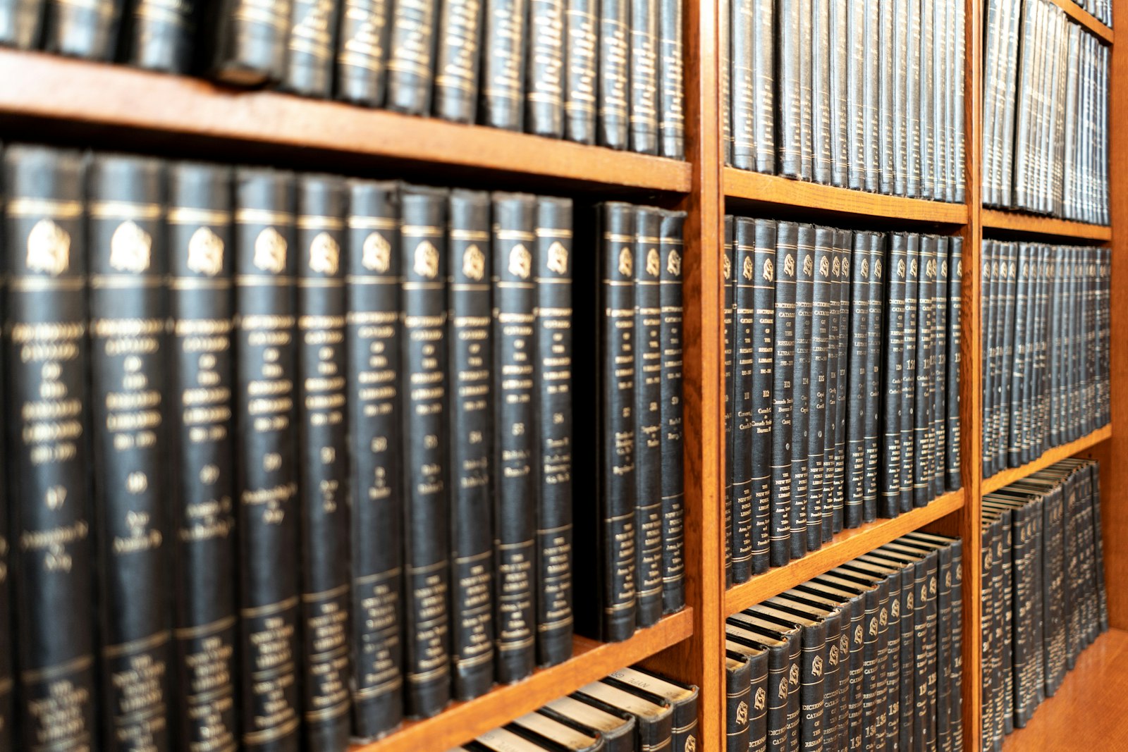 Shelves of bound law books